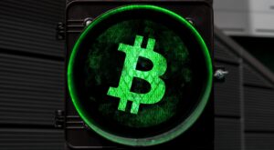 Grünes Bitcoin-Symbol