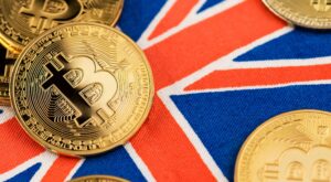 Bitcoin auf UK-Flagge